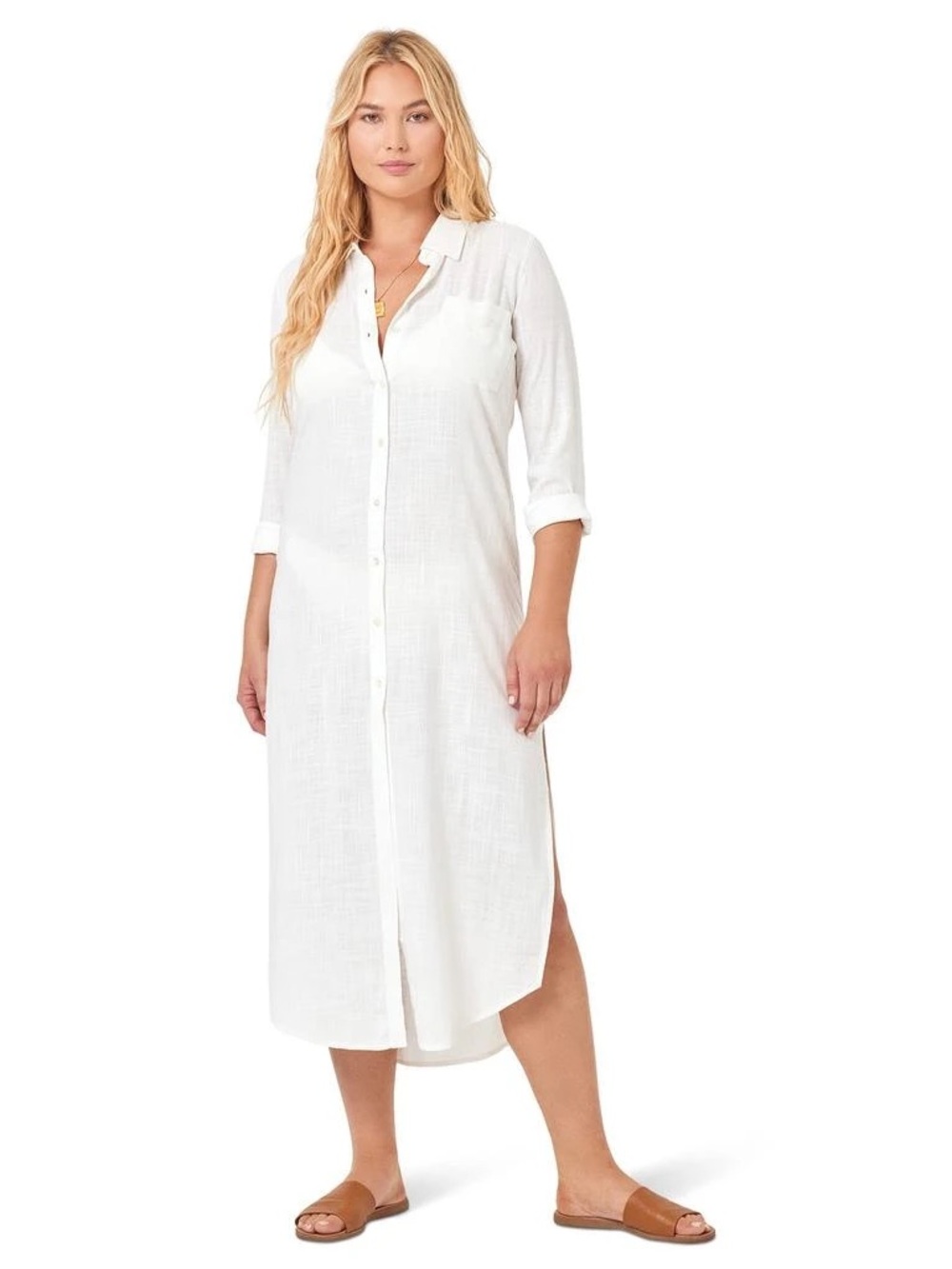 l*space Presley long sleeve button down cover up dress